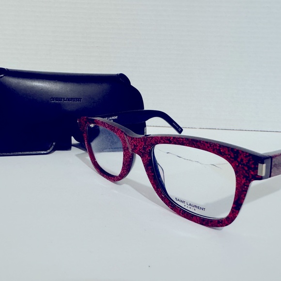 Yves Saint Laurent Red Glitter Eyeglass Frame - 140/48/22 UNISEX - Picture 7 of 8